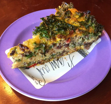 Sun-Dried Tomato and Kale, Venison Quiche