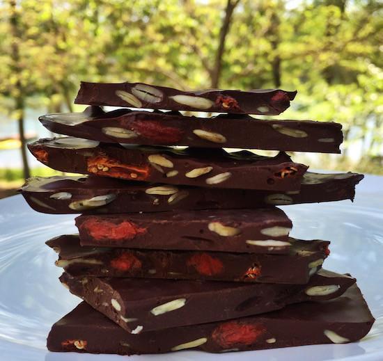Dark Chocolate Bark with Pumpkin Seeds and Goji Berries