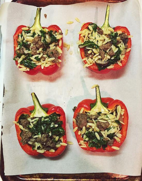 Orzo and Elk Stuffed Peppers